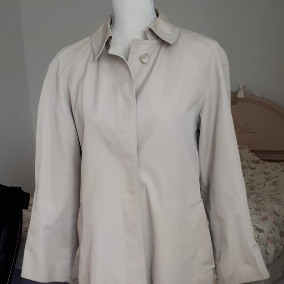 1980s London Fog Trench Rain Coat Size 8-M 45" Long - Picture 1 of 6